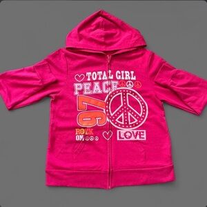 total girl pink peace sign zip-up 🎀☁️
